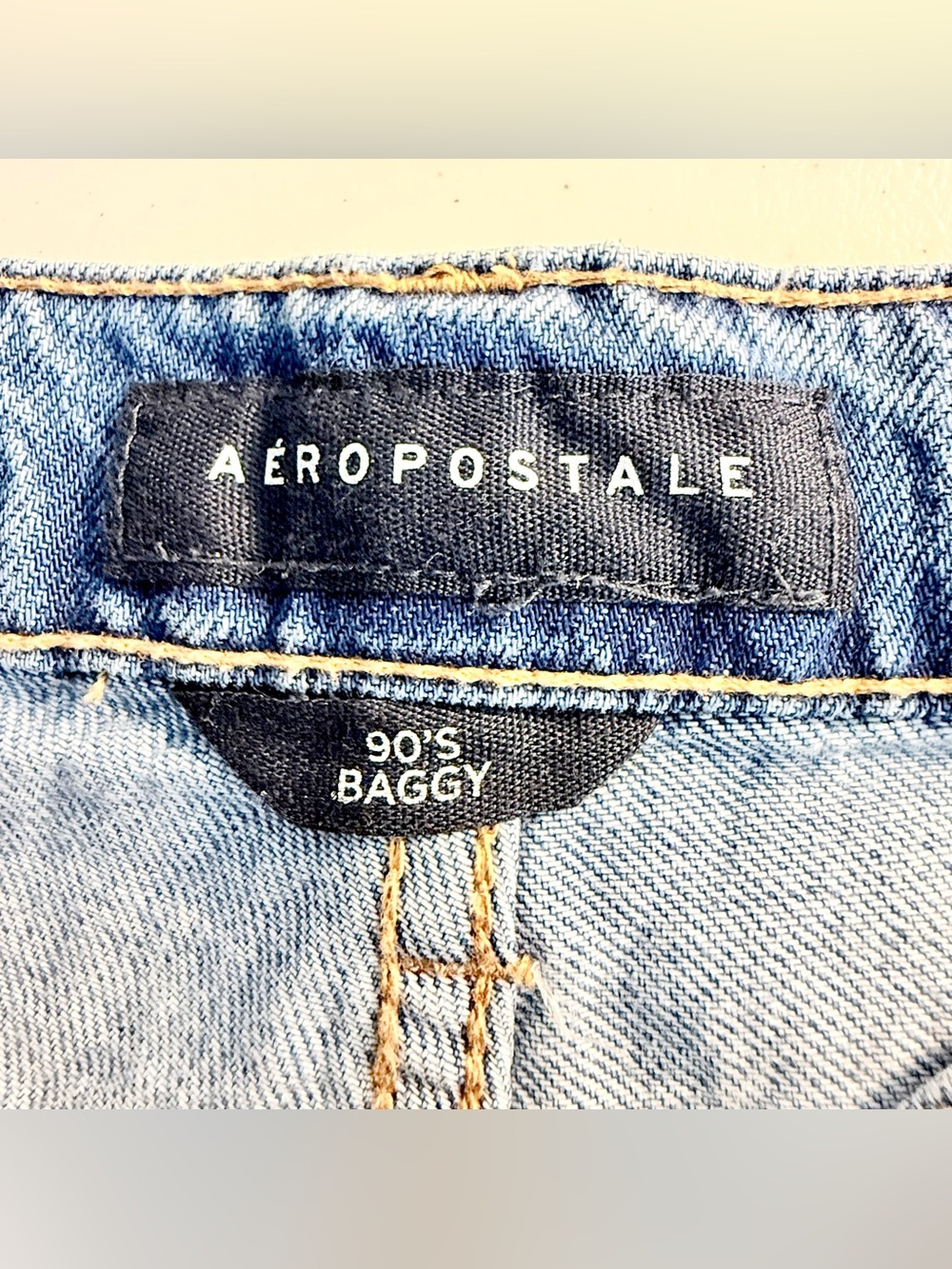 Aeropostale 90's Baggy High Rise Button Fly Straight Leg Jeans W/ Destruction - Picture 10 of 12